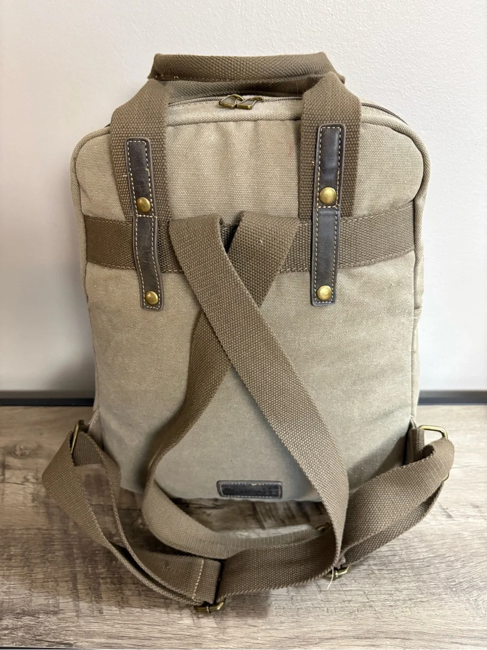 CARGOIT Recycled MILITARY Style CANVAS & LEATHER Convertible BACKPACK Bag TOTE